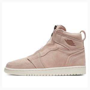 Beige Nike High Zip Particle Basketball Shoes Women's Air Jordan 1 | JD-980XI