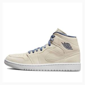 Beige Nike Mid W Basketball Shoes Women's Air Jordan 1 | JD-436GS