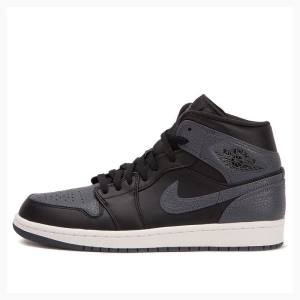 Black / Dark Grey Nike Mid Basketball Shoes Men's Air Jordan 1 | JD-365DX