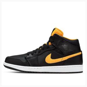 Black / Gold Nike Mid SE Basketball Shoes Men's Air Jordan 1 | JD-150DU