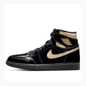 Black / Gold Nike Retro High OG Metallic Basketball Shoes Men's Air Jordan 1 | JD-782WP