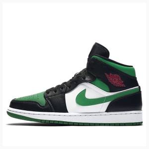 Black / Green Nike Mid Basketball Shoes Men's Air Jordan 1 | JD-059DM