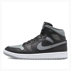 Black / Grey Nike Mid Shadow Basketball Shoes Women's Air Jordan 1 | JD-629RZ