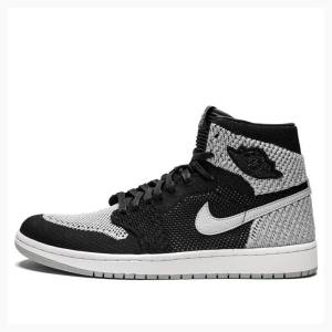 Black / Grey Nike Retro Flyknit Shadow Basketball Shoes Men's Air Jordan 1 | JD-746UZ