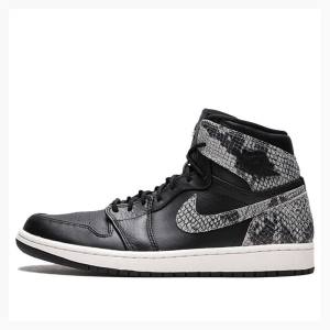 Black / Grey Nike Retro HI PRM Snake - Phantom Basketball Shoes Women's Air Jordan 1 | JD-038SW