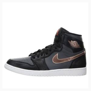 Black / Grey Nike Retro High Metallic Bronze Basketball Shoes Men's Air Jordan 1 | JD-589TV