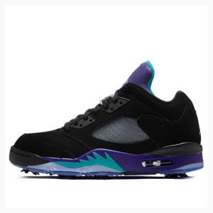 Black Nike Low Golf Grape Sneakers Men's Air Jordan 5 | JD-367ON