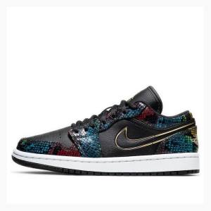 Black Nike Low Multicolor Snakeskin Sneakers Women's Air Jordan 1 | JD-870RV