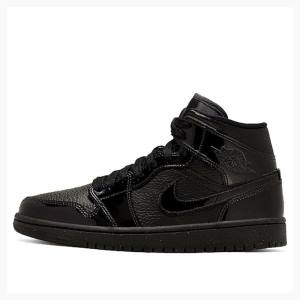 Black Nike Mid Basketball Shoes Women's Air Jordan 1 | JD-527JT