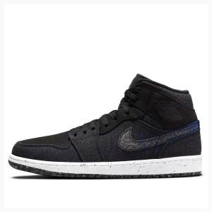 Black Nike Mid Crater Racer Basketball Shoes Men's Air Jordan 1 | JD-435FW