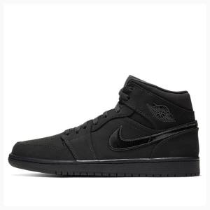 Black Nike Mid Triple Basketball Shoes Men's Air Jordan 1 | JD-528KG