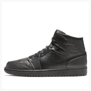 Black Nike Mid Triple Basketball Shoes Men's Air Jordan 1 | JD-624BH