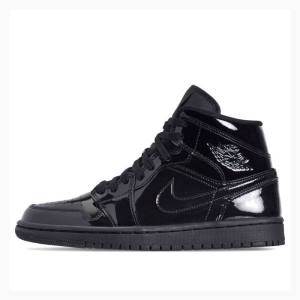 Black Nike Mid Triple Patent Basketball Shoes Women's Air Jordan 1 | JD-796GY