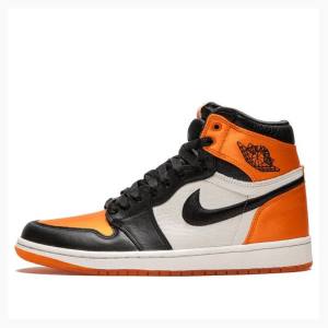 Black / Orange Nike Retro HI OG SL Satin - Shattered Backboard Basketball Shoes Women's Air Jordan 1 | JD-873KZ