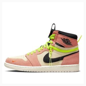 Black / Pink / Green Nike High Switch Peach Basketball Shoes Men's Air Jordan 1 | JD-589NQ