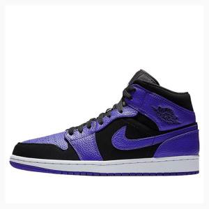 Black / Purple Nike Mid Basketball Shoes Men's Air Jordan 1 | JD-120LP