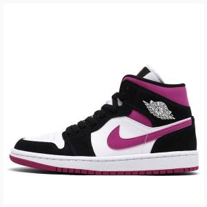 Black / Purple Nike Mid Magenta Basketball Shoes Women's Air Jordan 1 | JD-791LG