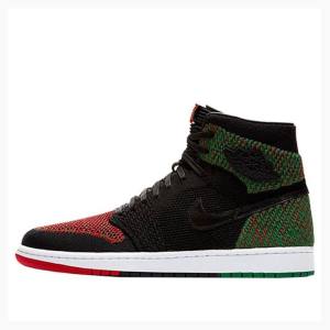 Black / Red / Green Nike Retro Flyknit History Month Basketball Shoes Men's Air Jordan 1 | JD-472GM