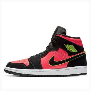 Black / Red Nike Mid Basketball Shoes Women's Air Jordan 1 | JD-678TD