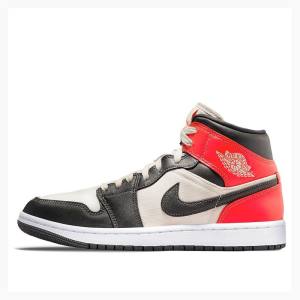 Black / Red Nike Mid Newsprint Basketball Shoes Women's Air Jordan 1 | JD-058PG