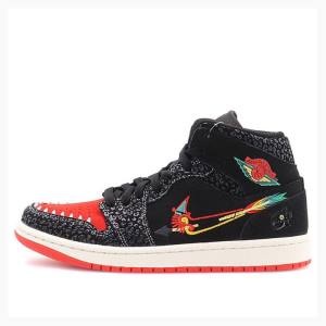 Black / Red Nike Mid SE Siempre Familia Basketball Shoes Men's Air Jordan 1 | JD-291SM