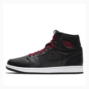 Black / Red Nike Retro High OG Satin Gym Basketball Shoes Men's Air Jordan 1 | JD-316EP