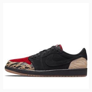 Black / Red Nike Retro Low OG SP Sole Fly Sneakers Men's Air Jordan 1 | JD-027WY