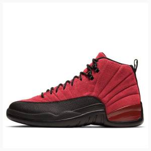 Black / Red Nike Retro Reverse Flu Game Basketball Shoes Men's Air Jordan 12 | JD-379AP