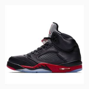 Black / Red Nike Retro Satin Bred Basketball Shoes Men's Air Jordan 5 | JD-283MT