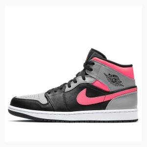 Black / Silver / Pink Nike Mid Shadow Basketball Shoes Men's Air Jordan 1 | JD-083RJ