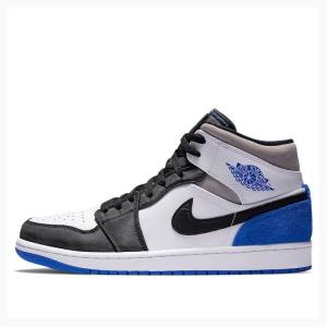 Black / White / Blue Nike Mid SE Basketball Shoes Men's Air Jordan 1 | JD-910UB