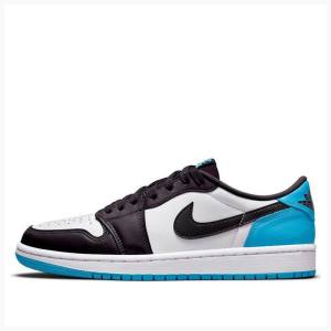 Black / White / Blue Nike Retro Low OG UNC Sneakers Men's Air Jordan 1 | JD-256MF