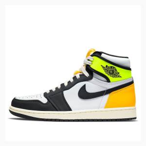 Black / White / Gold Nike Retro High OG Volt Basketball Shoes Men's Air Jordan 1 | JD-452SC