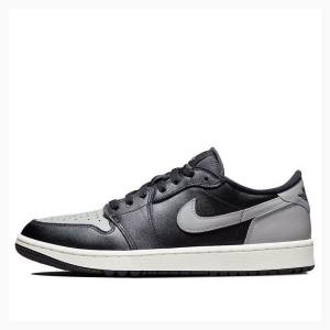 Black / White / Grey Nike Retro Low Golf Shadow Sneakers Men's Air Jordan 1 | JD-045MS