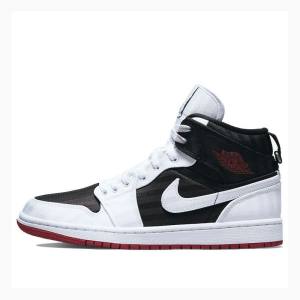 Black / White Nike Mid SE Utility Canvas Gym Basketball Shoes Women's Air Jordan 1 | JD-627HD