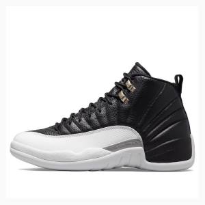 Black / White Nike Playoffs Basketball Shoes Men's Air Jordan 12 | JD-351BI