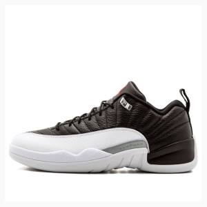 Black / White Nike Retro Low Playoffs Sneakers Men's Air Jordan 12 | JD-279AF