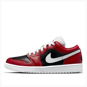 Black / White / Red Nike Low Reverse Chicago Flip Sneakers Women's Air Jordan 1 | JD-907AN