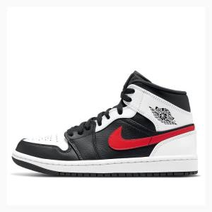 Black / White / Red Nike Mid Chile Basketball Shoes Men's Air Jordan 1 | JD-328VY