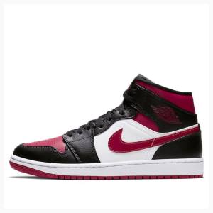 Black / White / Red Nike Mid Noble Basketball Shoes Men's Air Jordan 1 | JD-654VN