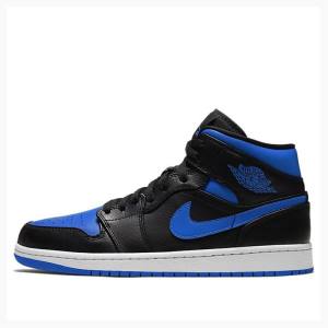 Blue / Black Nike Mid Hyper Royal Basketball Shoes Men's Air Jordan 1 | JD-146KJ