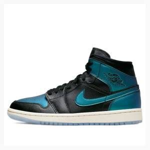 Blue / Black Nike Mid Iridescent Basketball Shoes Women's Air Jordan 1 | JD-439ZO