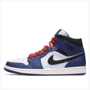 Blue / Black Nike Mid SE Deep Royal Basketball Shoes Men's Air Jordan 1 | JD-672LJ