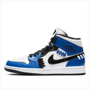 Blue / Black Nike Mid SE Sisterhood Basketball Shoes Women's Air Jordan 1 | JD-163AO