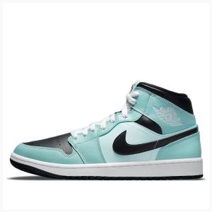 Blue / Black Nike Mid Teal Tint Basketball Shoes Women's Air Jordan 1 | JD-281VW