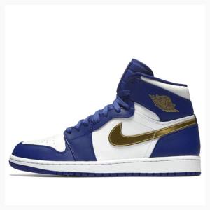 Blue / Gold Nike Retro High Olympic Metal Basketball Shoes Men's Air Jordan 1 | JD-857BW