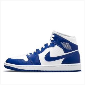 Blue Nike Mid Kentucky Basketball Shoes Women's Air Jordan 1 | JD-054TS