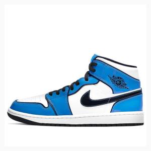 Blue Nike Mid SE Signal Basketball Shoes Men's Air Jordan 1 | JD-043GF