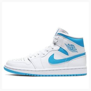 Blue Nike Mid UNC UNC Basketball Shoes Women's Air Jordan 1 | JD-392JE