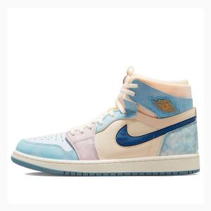 Blue / White Nike Zoom CMFT Celestine Blue Sail Basketball Shoes Men's Air Jordan 1 | JD-871EM